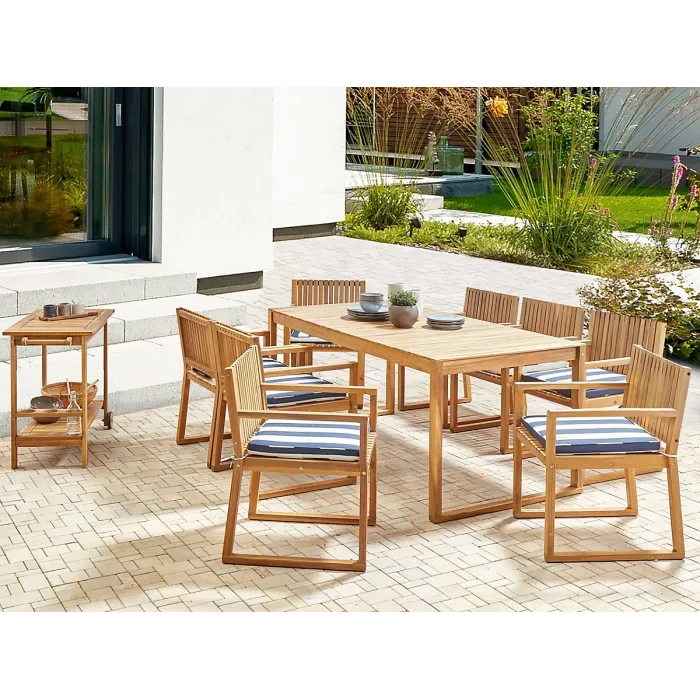 Garden Dining Set 8 Seater SASSARI II with Cushions Certified Acacia Wood Navy Blue