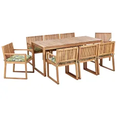 Garden Dining Set 8 Seater SASSARI II with Cushions Certified Acacia Wood Green