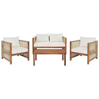 Garden Lounge Set with Table 4 Seater ANTRIA Acacia Wood Beige