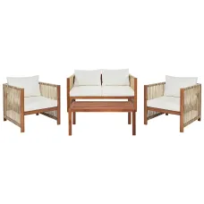 Garden Lounge Set with Table 4 Seater ANTRIA Acacia Wood Beige