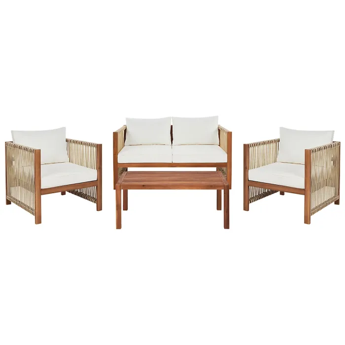 Garden Lounge Set with Table 4 Seater ANTRIA Acacia Wood Beige