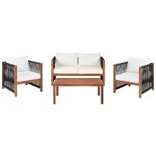 Garden Lounge Set with Table 4 Seater ANTRIA Acacia Wood Black