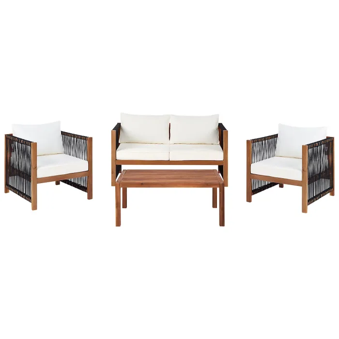 Garden Lounge Set with Table 4 Seater ANTRIA Acacia Wood Black