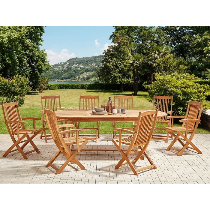 Garden Dining Set 8 Seater MAUI II Acacia Wood Light Brown