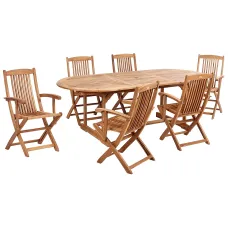 Garden Dining Set 6 Seater MAUI II Acacia Wood Light Brown