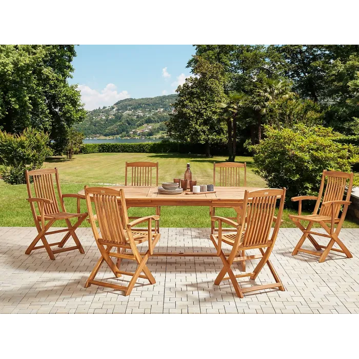 Garden Dining Set 6 Seater MAUI II Acacia Wood Light Brown