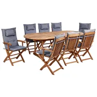 Garden Dining Set 8 Seater MAUI II with Cushions Acacia Wood Graphite Grey