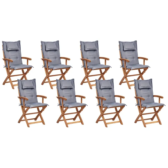 Garden Dining Set 8 Seater MAUI II with Cushions Acacia Wood Graphite Grey