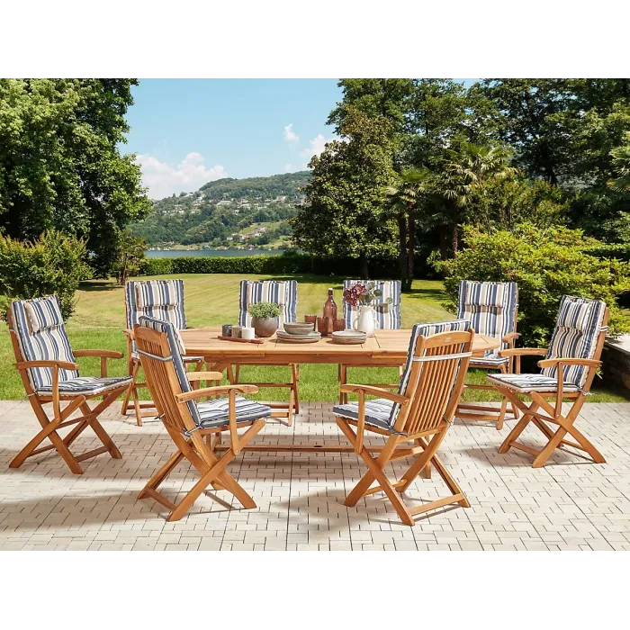 Garden Dining Set 8 Seater MAUI II with Cushions Acacia Wood Multicolour