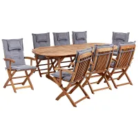 Garden Dining Set 8 Seater MAUI II with Cushions Acacia Wood Grey