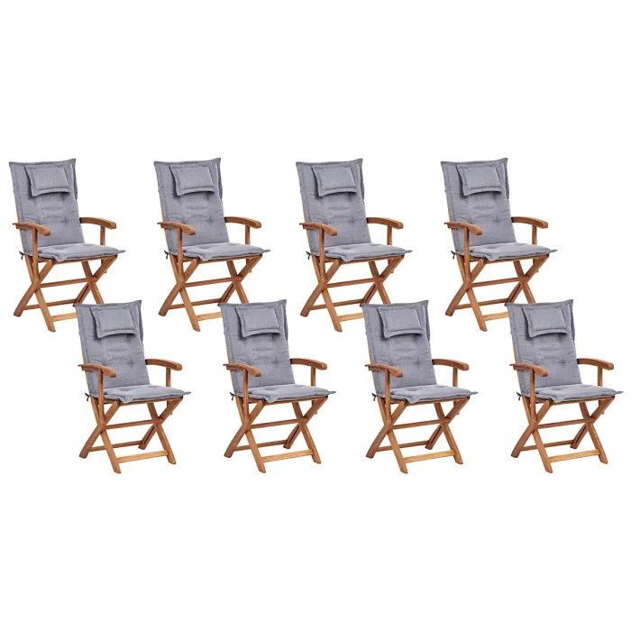 Garden Dining Set 8 Seater MAUI II with Cushions Acacia Wood Grey