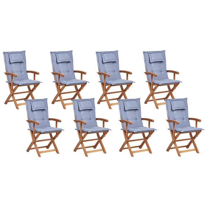 Garden Dining Set 8 Seater MAUI II with Cushions Acacia Wood Blue