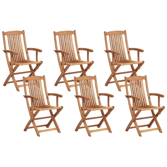 Garden Dining Set 6 Seater MAUI II with Parasol (12 Options) Acacia Wood Light Brown