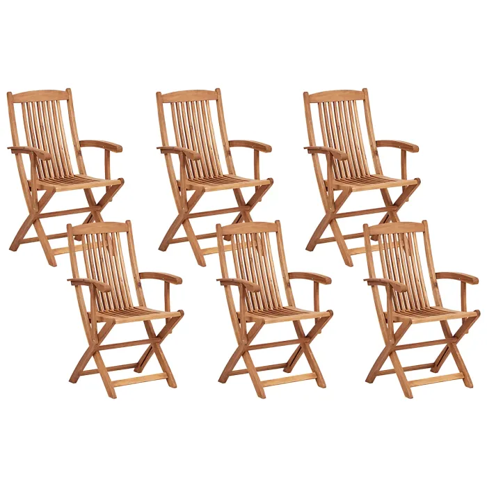 Garden Dining Set 6 Seater MAUI II with Parasol (12 Options) Acacia Wood Light Brown