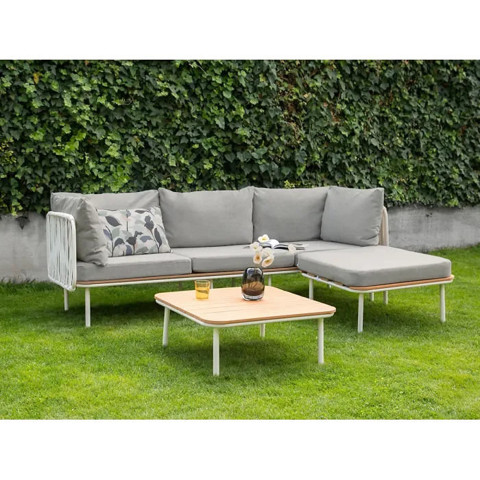 Garden Lounge Set with Table and Ottoman 3 Seater SENISE Metal Grey