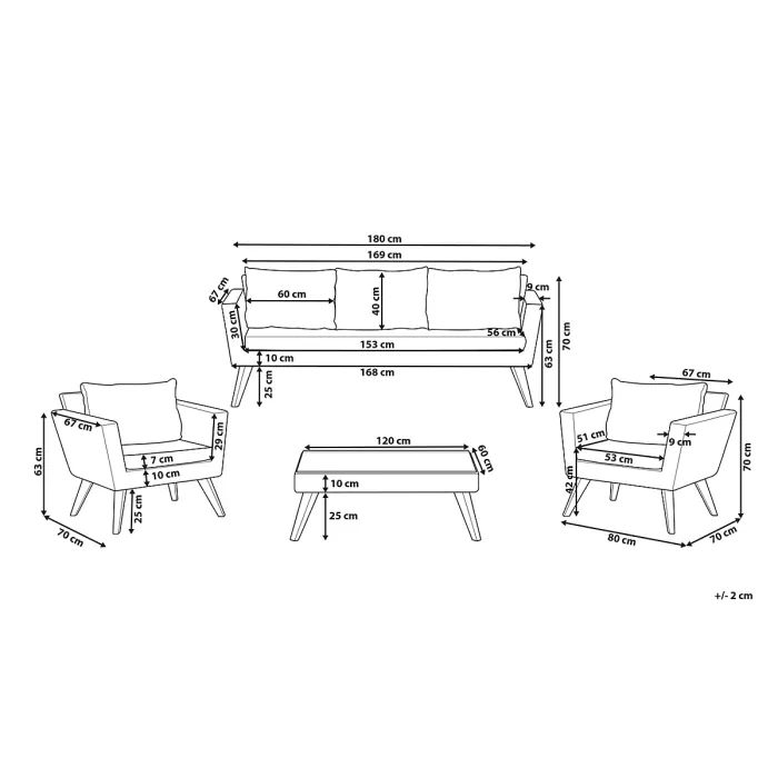 Garden Lounge Set with Table 5 Seater VITTORIA XL PE Rattan Off-White