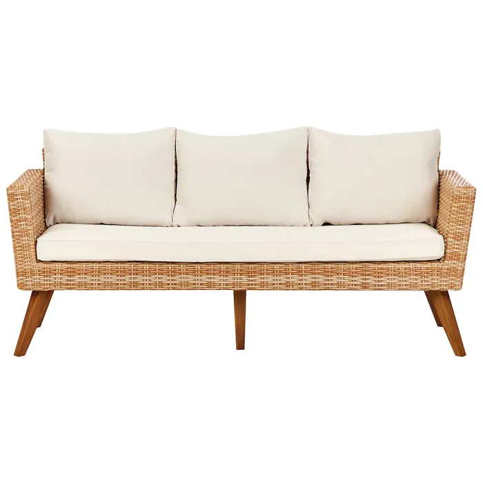 Garden Lounge Set with Table 5 Seater VITTORIA XL PE Rattan Off-White