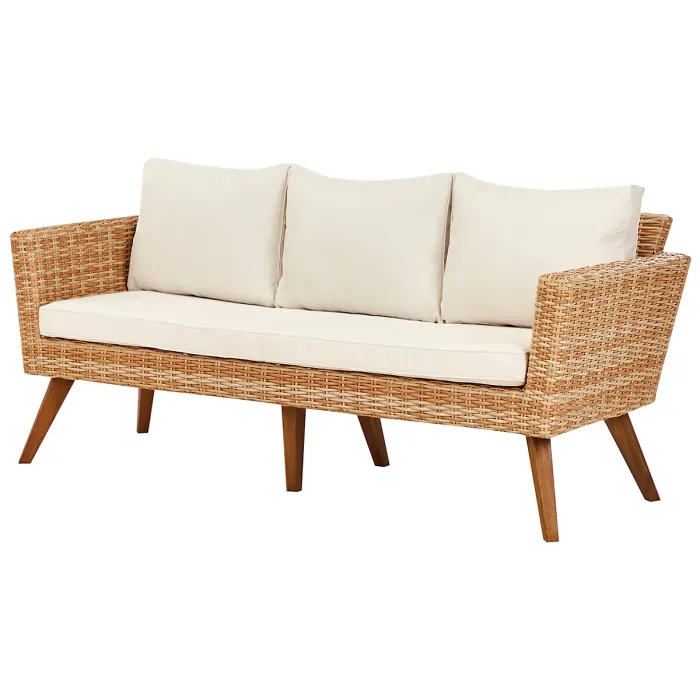 Garden Lounge Set with Table 5 Seater VITTORIA XL PE Rattan Off-White