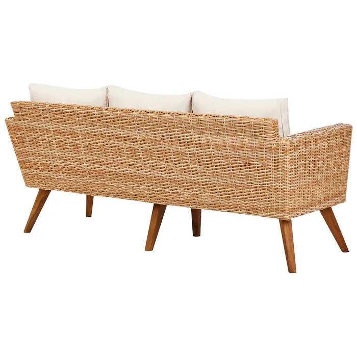 Garden Lounge Set with Table 5 Seater VITTORIA XL PE Rattan Off-White