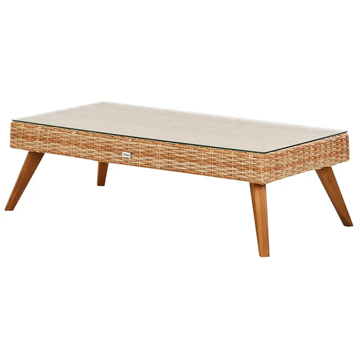 Garden Lounge Set with Table 5 Seater VITTORIA XL PE Rattan Off-White