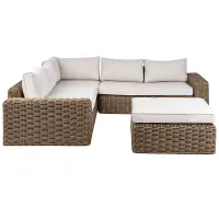 Garden Corner Sofa with Ottoman 6 Seater PALERMO Modular PE Rattan Brown