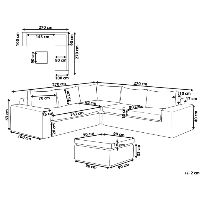 Garden Corner Sofa with Ottoman 6 Seater PALERMO Modular PE Rattan Brown