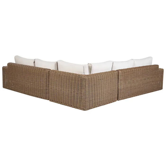 Garden Corner Sofa with Ottoman 6 Seater PALERMO Modular PE Rattan Brown