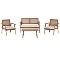 Garden Lounge Set with Table 4 Seater ARENELLA Certified Acacia Wood Light Beige