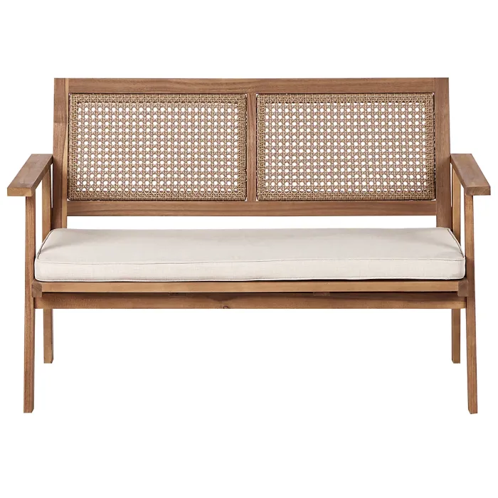 Garden Lounge Set with Table 4 Seater ARENELLA Certified Acacia Wood Light Beige