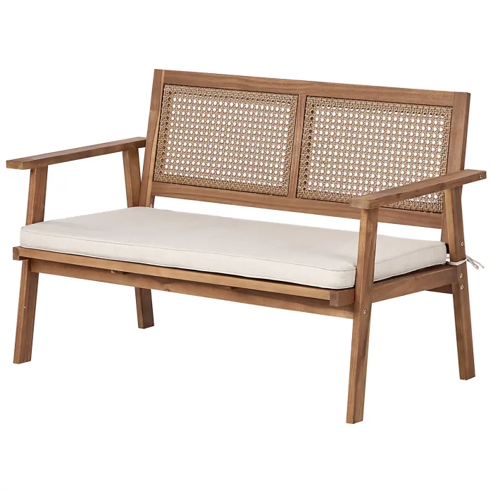 Garden Lounge Set with Table 4 Seater ARENELLA Certified Acacia Wood Light Beige