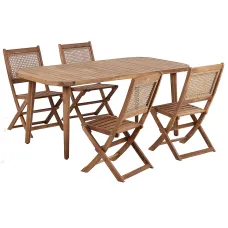 Garden Dining Set 4 Seater PARAGGI Certified Acacia Wood Dark Brown