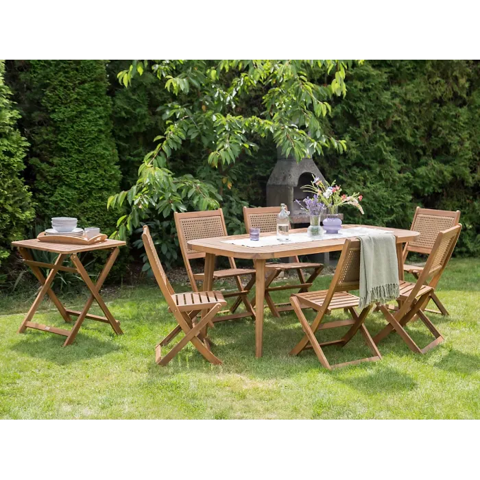 Garden Dining Set 6 Seater PARAGGI Certified Acacia Wood Natural