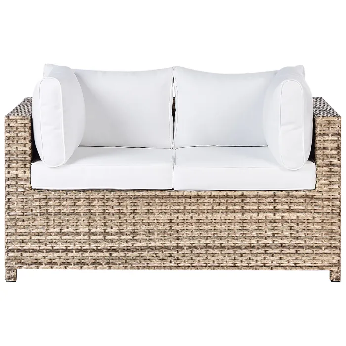 Garden Lounge Set with Table and Ottoman 4 Seater MILANO PE Rattan Off-White