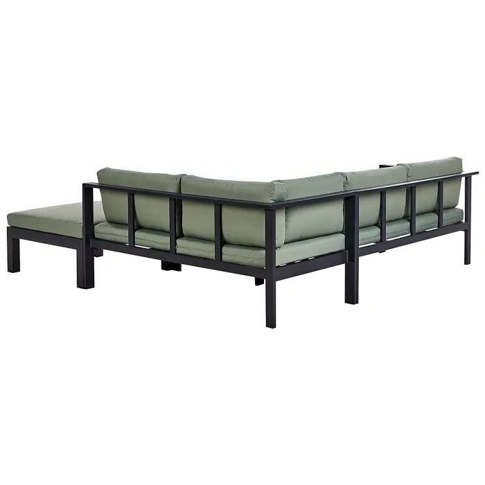 Garden Corner Sofa with Table 5 Seater MESSINA Left Hand Metal Green