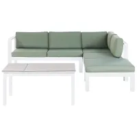 Garden Corner Sofa with Table 5 Seater MESSINA Left Hand Metal Green