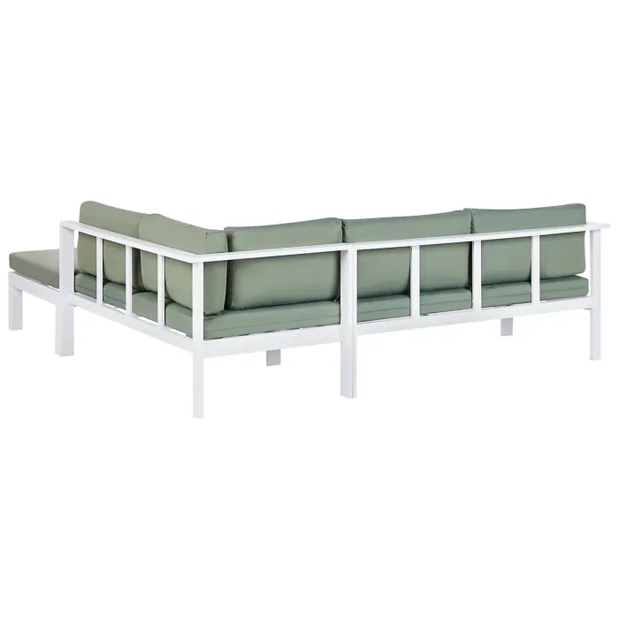 Garden Corner Sofa with Table 5 Seater MESSINA Left Hand Metal Green