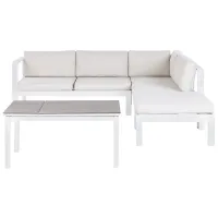 Garden Corner Sofa with Table 5 Seater MESSINA Left Hand Metal Off-White