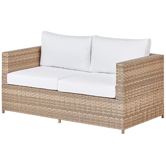 Garden Corner Sofa with Table 4 Seater AVOLA Left Hand PE Rattan Off-White