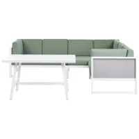Garden Corner Sofa with Table 6 Seater CASTELLA/FRATTE Left Hand Metal Green