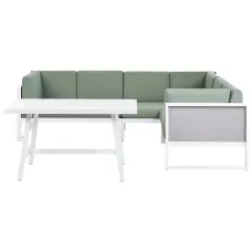 Garden Corner Sofa with Table 6 Seater CASTELLA/FRATTE Left Hand Metal Green