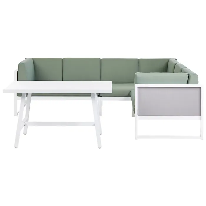 Garden Corner Sofa with Table 6 Seater CASTELLA/FRATTE Left Hand Metal Green
