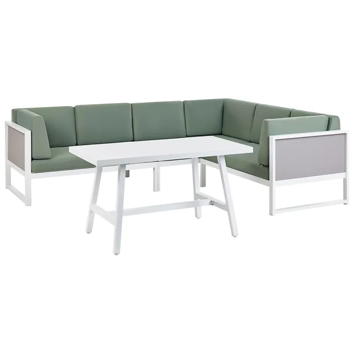 Garden Corner Sofa with Table 6 Seater CASTELLA/FRATTE Left Hand Metal Green