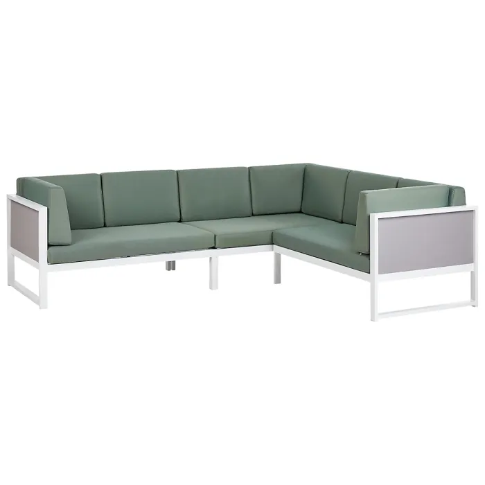 Garden Corner Sofa with Table 6 Seater CASTELLA/FRATTE Left Hand Metal Green