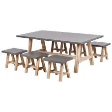 Garden Dining Set with Stools 6 Seater TONNARE Concrete Grey