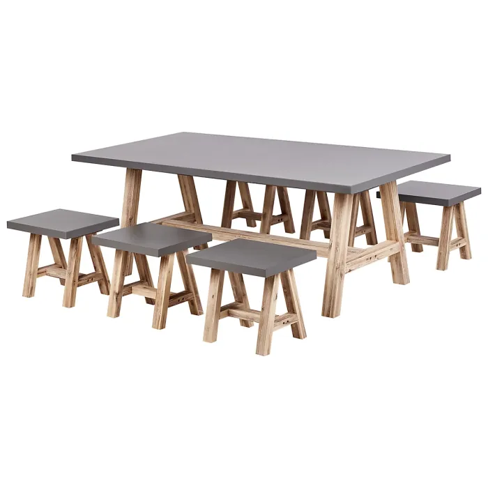 Garden Dining Set with Stools 6 Seater TONNARE Concrete Grey