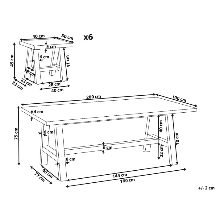Garden Dining Set with Stools 6 Seater TONNARE Concrete Grey