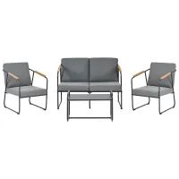 Garden Lounge Set with Table 4 Seater VEZZANA Metal Grey