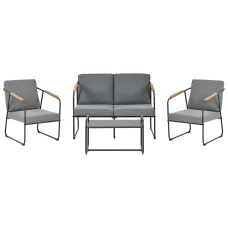 Garden Lounge Set with Table 4 Seater VEZZANA Metal Grey