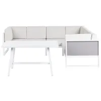 Garden Corner Sofa with Table 6 Seater CASTELLA/FRATTE Left Hand Metal Off-White