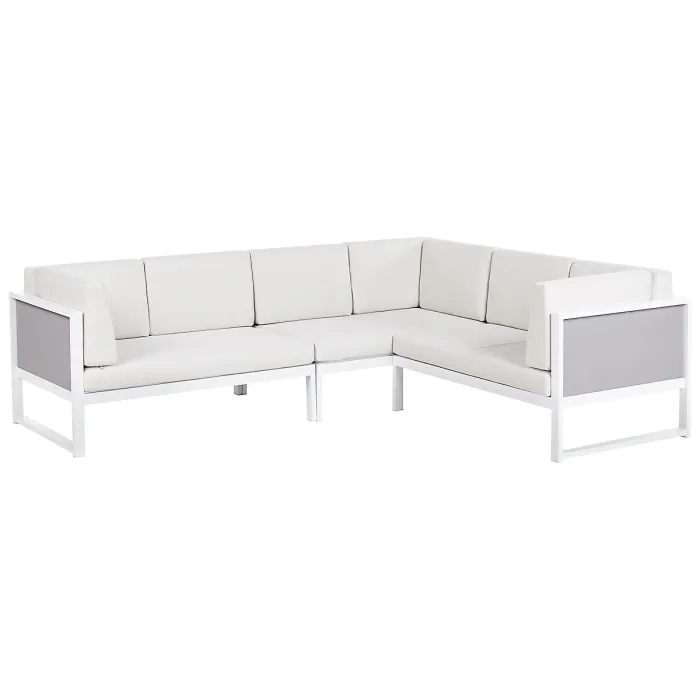 Garden Corner Sofa with Table 6 Seater CASTELLA/FRATTE Left Hand Metal Off-White